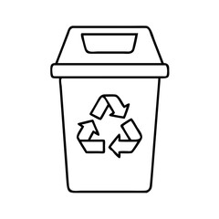 recycling bin icon, recycling bin line art - simple line art of recycling bin, perfect for recycling bin logos and icons