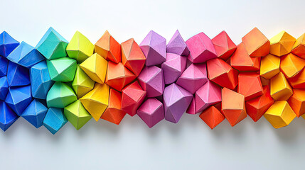 Geometric Rainbow Pattern of 3D Colorful Cubes