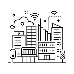 Obraz premium smart city icon, smart city line art - simple line art of smart city, perfect for smart city logos and icons