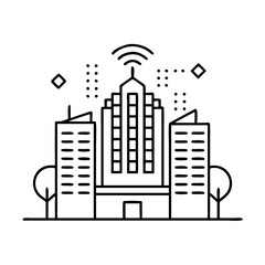 Obraz premium smart city icon, smart city line art - simple line art of smart city, perfect for smart city logos and icons