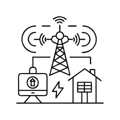 smart grid icon, smart grid line art - simple line art of smart grid, perfect for smart grid logos and icons