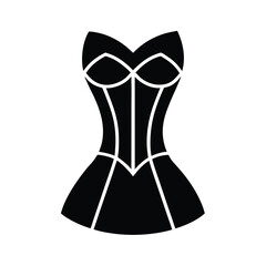 Strapless Corset Dress with Boning Silhouette Vector Illustration