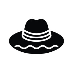 Sun Hat with Wavy Brim Silhouette Vector Illustration