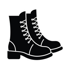 Ankle Boots with Laces Silhouette Vector Illustration