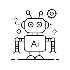 ai robot icon, ai robot line art - simple line art of ai robot, perfect for ai robot logos and icons