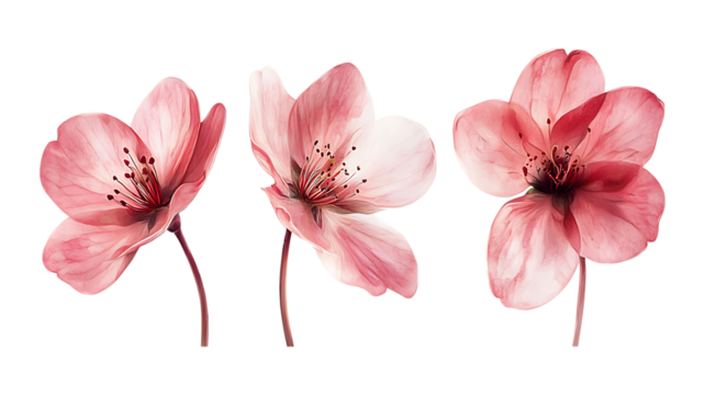 Pink Crystal Flowers Against Transparent Background - Powered by Adobe