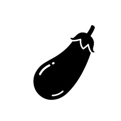 Elegant Eggplant Icon: A striking, monochrome depiction of a ripe eggplant, elegantly styled with a glossy, smooth texture and a playful, yet realistic design, presenting the perfect culinary element.