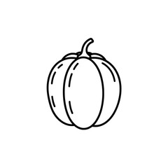 Pumpkin Outline: A minimalist illustration of a pumpkin, featuring clean lines and a simple, elegant design, perfectly capturing the essence of autumn and harvest season.