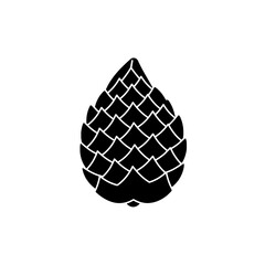 Pine cone silhouette: A minimalist representation of a pine cone. A simple and elegant black and white design with a focus on form.
