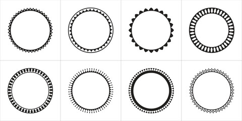 Set of Vintage Ornamental Borders, Badges, and Emblem Designs

