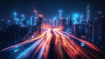 Fototapeta premium Neon Cityscape at Night