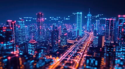 Fototapeta premium Futuristic City at Night