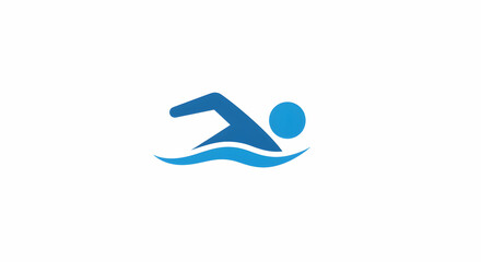 Swimming Person Icon in Blue Water Wave Illustration