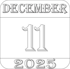 December calendar 2025 line art icon.Simple design for business,print media,advertisement.Calendar Event schedule date icon on white background.Agenda plan,dec month schedule calendar,Time planner.