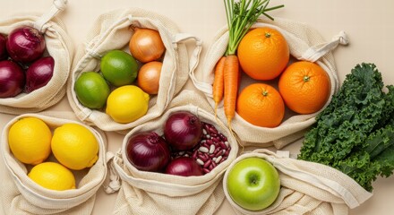Images of fresh vegetables and fruit that look healthy, containing good nutrients for the body.