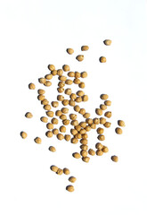 Chickpeas placed on a white background