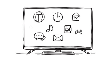 Smart TV line art stylish minimalist drawing for modern living
