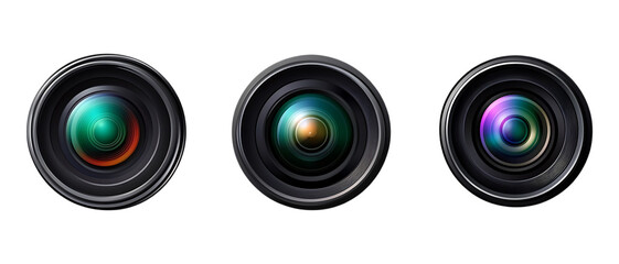 Camera Lenses Against Transparent Background
