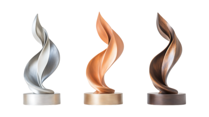 Golden Oscar Statues Against Transparent Background