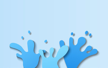 Paper cut style water splashes, vector banner with copy space.