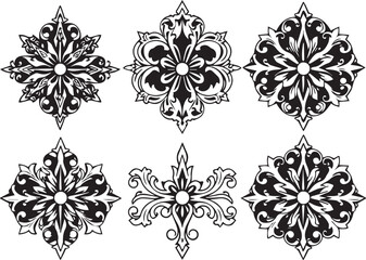 A set of elements, symbols, ornaments, mandalas. Hand drawn vector illustration