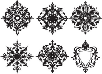 A set of elements, symbols, ornaments, mandalas. Hand drawn vector illustration