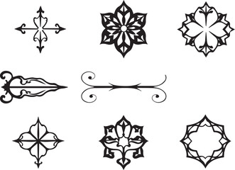 A set of elements, symbols, ornaments, mandalas. Hand drawn vector illustration