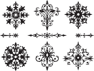 A set of elements, symbols, ornaments, mandalas. Hand drawn vector illustration