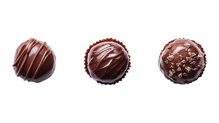 Obraz premium Gourmet Chocolate Truffles Against Transparent Background