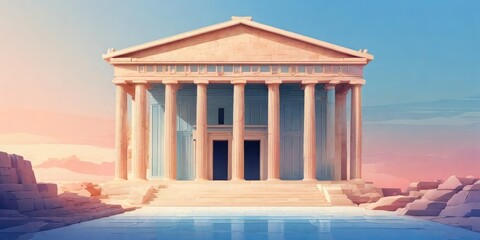 soft-cool gradient ancient greece architecture