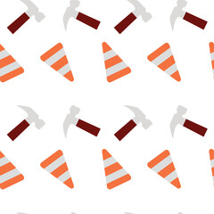 seamless pattern with hand drawn building tools