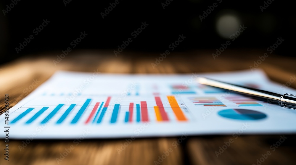 Poster Brightly colored data visualizations feature bars, pie charts, and lines, illustrating key trends and growth. There is ample copy space for additional content