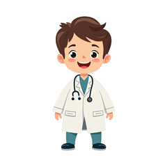 Fototapeta premium Cute Boy Doctor Cartoon Illustration - Child-centric illustrations