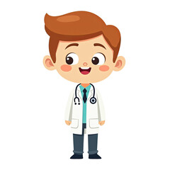 Fototapeta premium Cute Boy Doctor Cartoon Illustration - Childcare