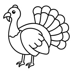 Clean Turkey Silhouette in Line Art