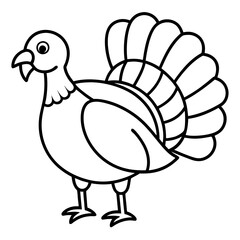Clean Turkey Silhouette in Line Art