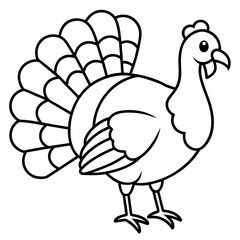 Clean Turkey Silhouette in Line Art