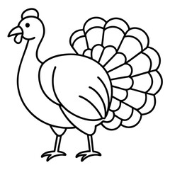 Clean Turkey Silhouette in Line Art