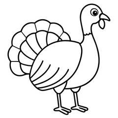 Clean Turkey Silhouette in Line Art