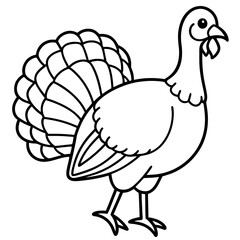 Clean Turkey Silhouette in Line Art