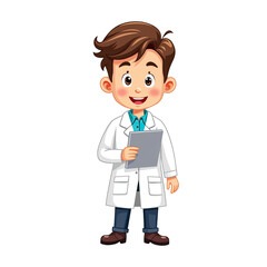 Cute Boy Scientist Cartoon Illustration - Child-centric illustrations