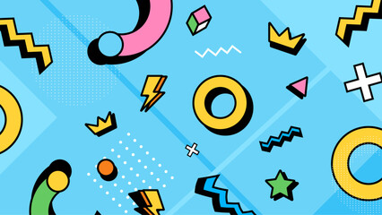 Abstract Modern Geometric Background with Colorful Memphis