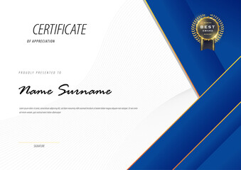 Blue abstract geometric certificate template