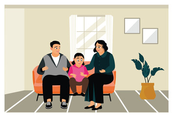 Happy family spending time together at home.