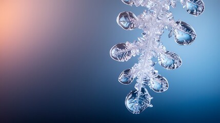 Fototapeta premium Delicate ice crystal with intricate detail, floating against a gradient background