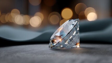 Sparkling Crystal Gemstone with Bokeh Background and Soft Lighting Effects Creating an Elegant Atmosphere