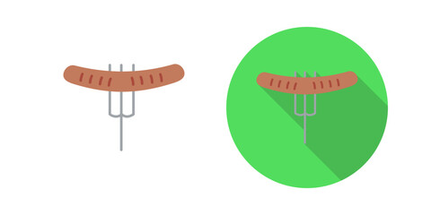 Sausage on Fork Vector Icon