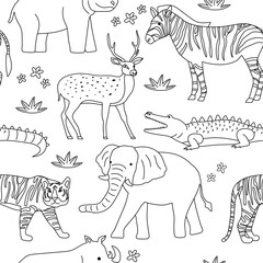 wild life animal seamless pattern illustration