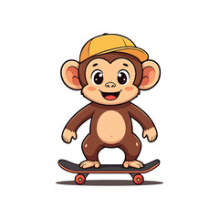 Cute Monkey Cartoon Vector Icon Illustration Animal Icon Cute Monkey Holding Banana Cartoon Vector