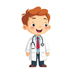 Obraz premium Happy Kid Doctor Cartoon Illustration - Child-related illustrations